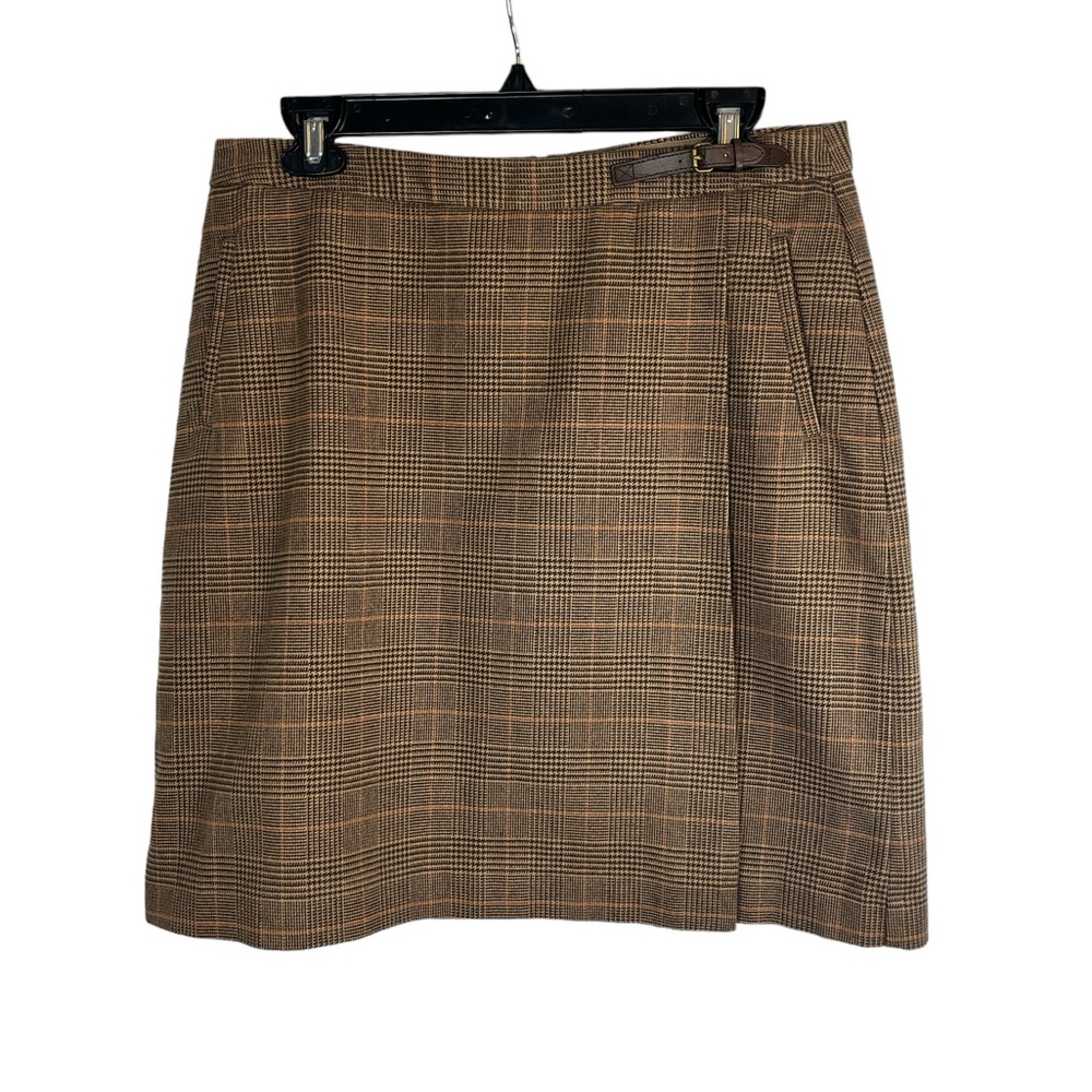 LL Bean classic fit plaid‎ office workwear skirt size 10 petite